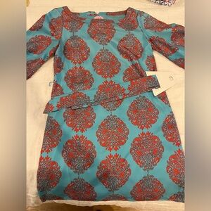 Lilly Pulitzer Dress Womens 8 Turquoise Blue Sandpiper Riff Raff Mini Silk